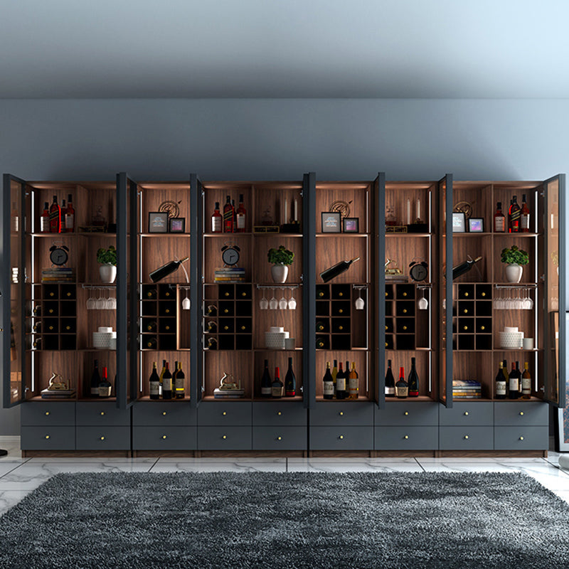 Scandinavian Faux Wood Storage Cabinet Black Glass Doors Display Cabinet for Bedroom Clearhalo 'Display & China Cabinets' 'display_china_cabinets' 'furn' 'furn_display_china_cabinets' 'Furniture' 'Kitchen & Dining Furniture' 6150876