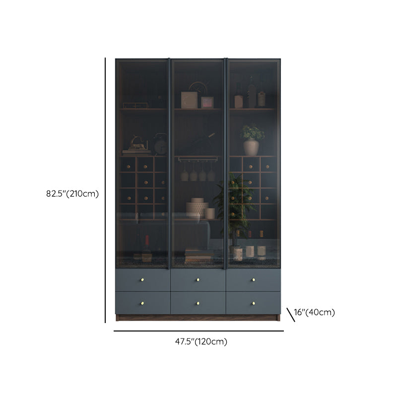 Scandinavian Faux Wood Storage Cabinet Black Glass Doors Display Cabinet for Bedroom Clearhalo 'Display & China Cabinets' 'display_china_cabinets' 'furn' 'furn_display_china_cabinets' 'Furniture' 'Kitchen & Dining Furniture' 6150879