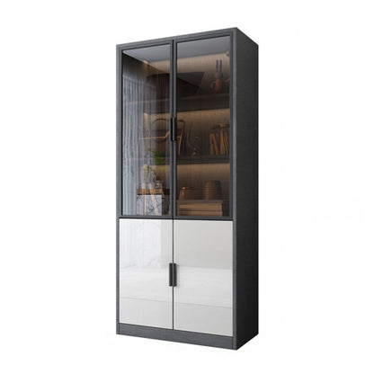 Scandinavian Storage Cabinet Manufactured Wood Display Cabinet for Bedroom 31.5"L x 13.8"W x 78.7"H Black Clearhalo 'Display & China Cabinets' 'display_china_cabinets' 'furn' 'furn_display_china_cabinets' 'Furniture' 'Kitchen & Dining Furniture' 6150881