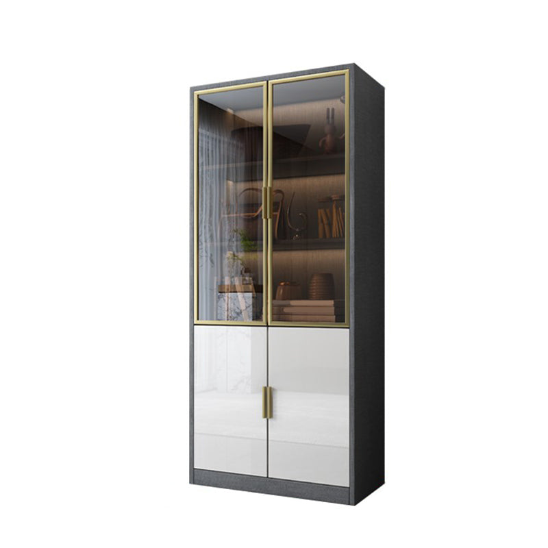 Scandinavian Storage Cabinet Manufactured Wood Display Cabinet for Bedroom 31.5"L x 13.8"W x 78.7"H Black-Gold Clearhalo 'Display & China Cabinets' 'display_china_cabinets' 'furn' 'furn_display_china_cabinets' 'Furniture' 'Kitchen & Dining Furniture' 6150882