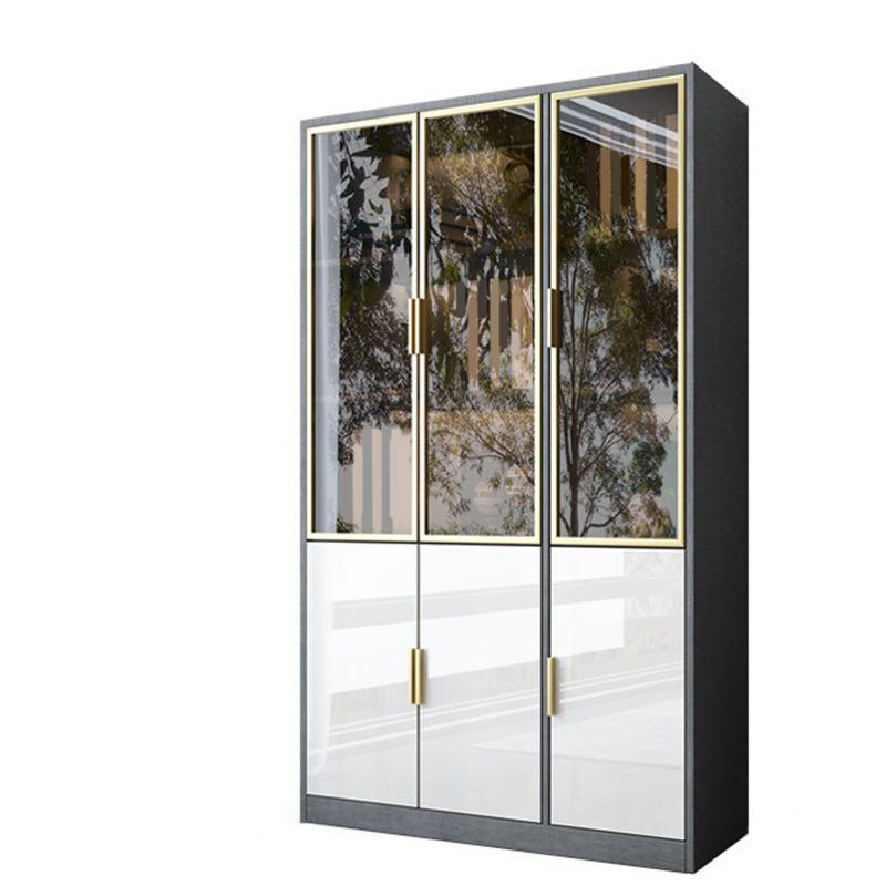Scandinavian Storage Cabinet Manufactured Wood Display Cabinet for Bedroom 47"L x 14"W x 79"H Black-Gold Clearhalo 'Display & China Cabinets' 'display_china_cabinets' 'furn' 'furn_display_china_cabinets' 'Furniture' 'Kitchen & Dining Furniture' 6150884