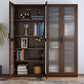 Scandinavian Storage Cabinet Rubberwood Glass Doors Display Cabinet for Bedroom