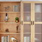 Scandinavian Storage Cabinet Rubberwood Glass Doors Display Cabinet for Bedroom