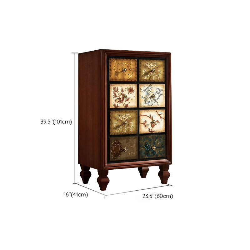 Traditionelle Schlafzimmerkommode aus massivem Holz in Braun mit Schubladen