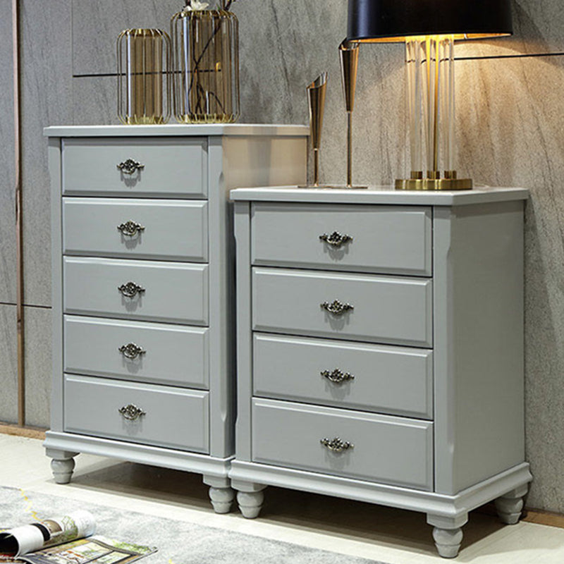 Cassettiera verticale tradizionale in legno di gomma per camera da letto con cassetti