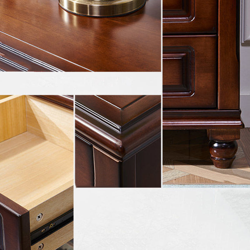 Cassettiera verticale tradizionale in legno di gomma per camera da letto con cassetti