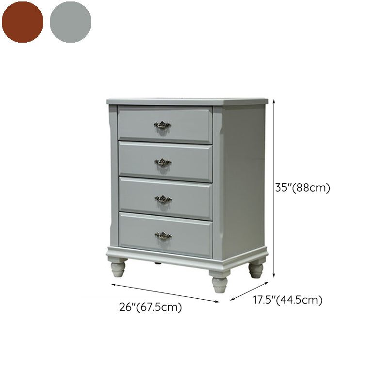 Cassettiera verticale tradizionale in legno di gomma per camera da letto con cassetti