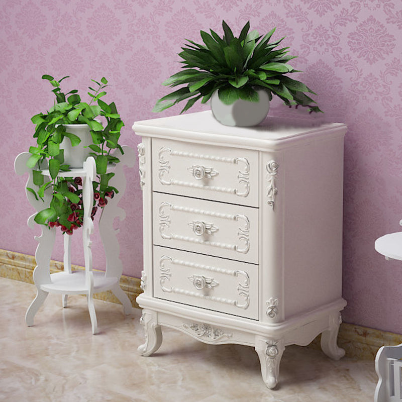 Cassettiera verticale in legno per camera da letto tradizionale, colore bianco con cassetti