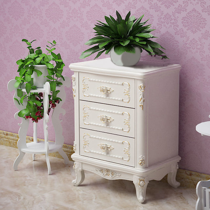 Cassettiera verticale in legno per camera da letto tradizionale, colore bianco con cassetti