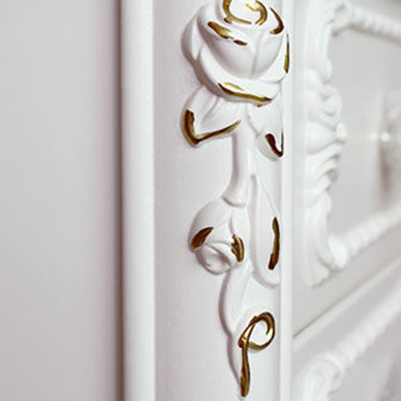 Cassettiera verticale in legno per camera da letto tradizionale, colore bianco con cassetti