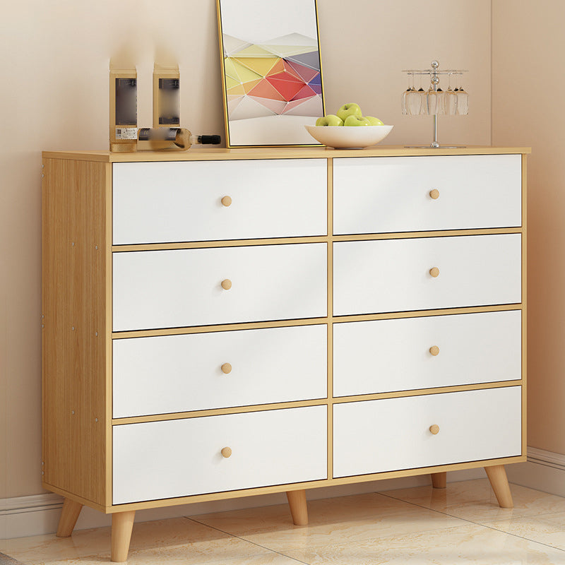Contemporary Wood Storage Chest Matte Finish Bedroom Dresser 47"L x 16"W x 35"H White-Brown Clearhalo 'Bedroom Furniture' 'Dressers & Chests' 'dressers_chests' 'furn' 'furn_dressers_chests' 'Furniture' 6151282