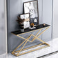 11" Wide Stone Glam Console Table Rectangle Console Sofa Table 55"L x 12"W x 31"H Black-Gold Clearhalo 'Console Tables' 'console_tables' 'Entry & Mudroom Furniture' 'furn' 'furn_console_tables' 'Furniture' 6151383