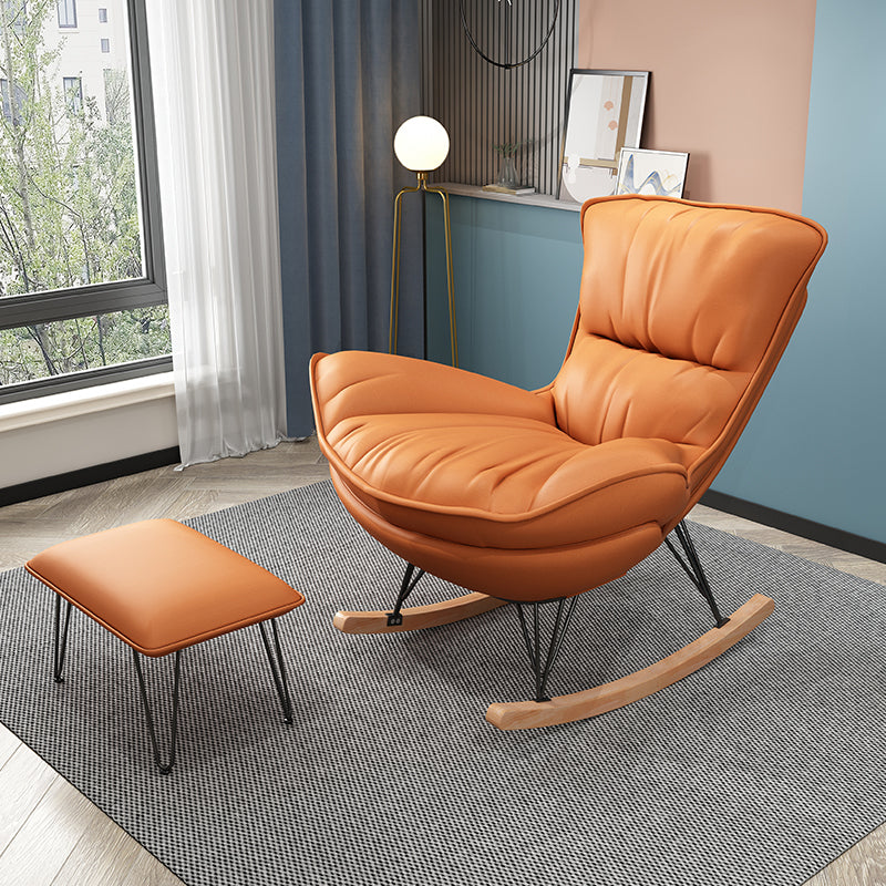 Sedia per aliante moderna sedia a dondolo in pelle con finta pelle con cuscini