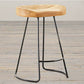 Industrial Counter Bar Stool Natural Solid Wood and Metal Saddle Seat Counter Chair