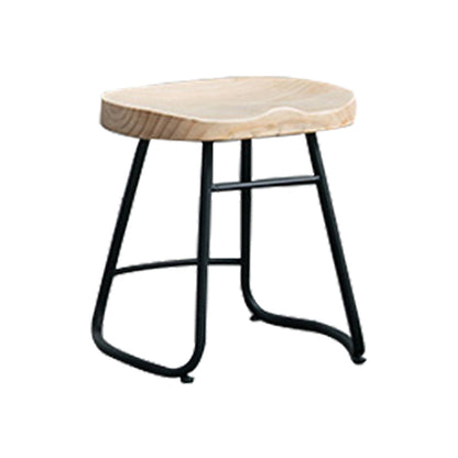Industrial Counter Bar Stool Natural Solid Wood and Metal Saddle Seat Counter Chair