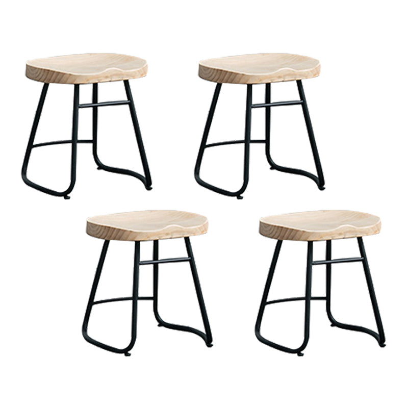 Industrial Counter Bar Stool Natural Solid Wood and Metal Saddle Seat Counter Chair