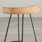 Industrial Counter Bar Stool Natural Solid Wood and Metal Saddle Seat Counter Chair