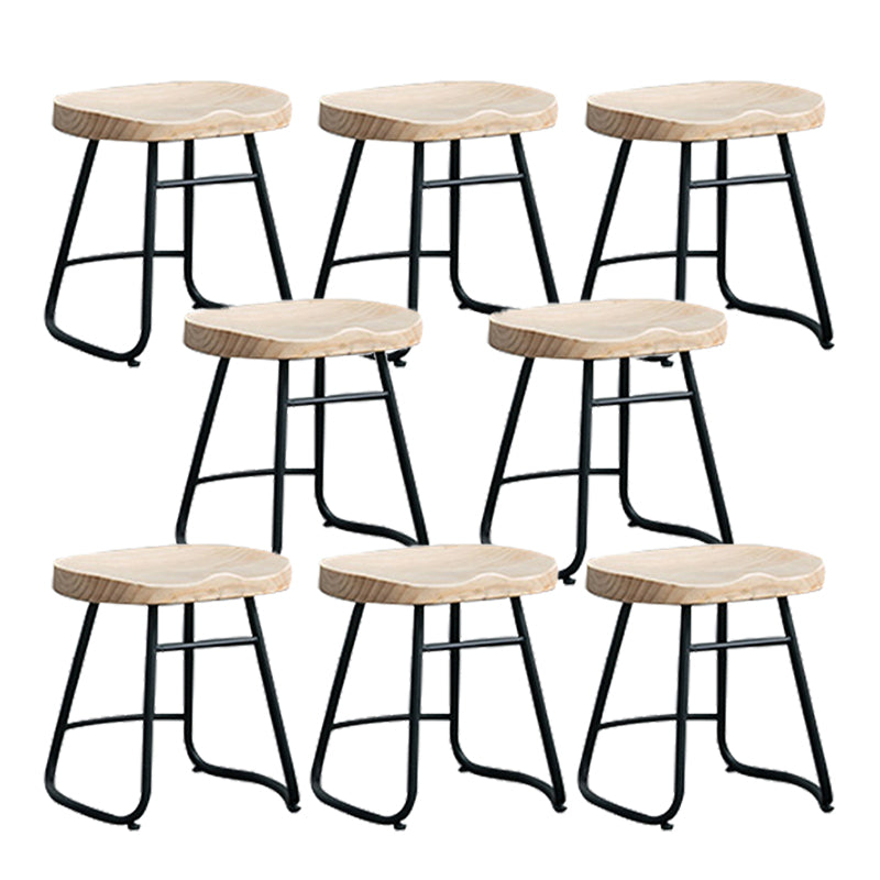 Industrial Counter Bar Stool Natural Solid Wood and Metal Saddle Seat Counter Chair