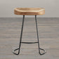 Industrial Counter Bar Stool Natural Solid Wood and Metal Saddle Seat Counter Chair
