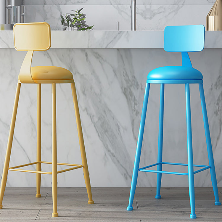 Nordic Armless Backrest Counter Stool Iron Couture Bar Stool with Cushion and Pedal Clearhalo 'Bar Furniture' 'Bar Stools' 'bar_stools' 'furn' 'furn_bar_stools' 'Furniture' 'Kitchen & Dining Furniture' 6152130