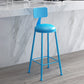Nordic Armless Backrest Counter Stool Iron Couture Bar Stool with Cushion and Pedal Blue 1 Piece Bar Stool(30"H) Clearhalo 'Bar Furniture' 'Bar Stools' 'bar_stools' 'furn' 'furn_bar_stools' 'Furniture' 'Kitchen & Dining Furniture' 6152131