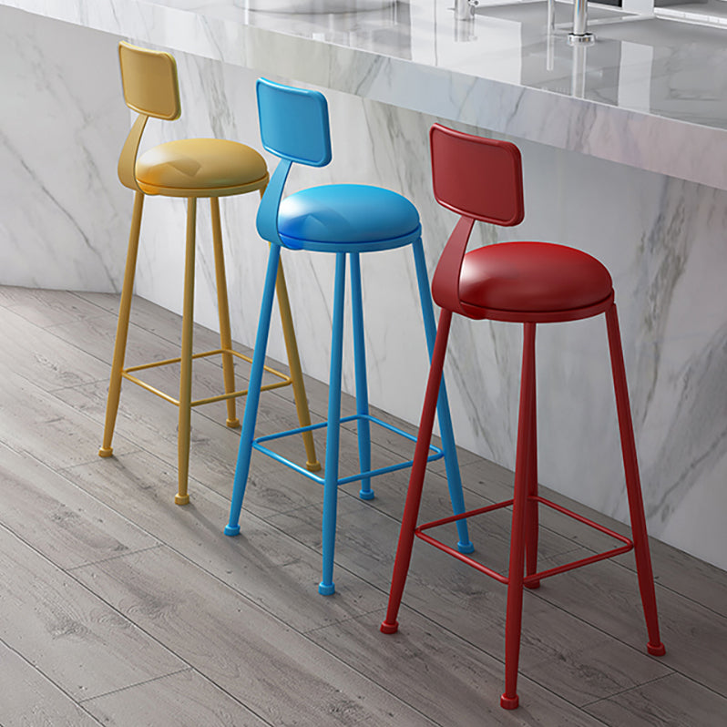 Nordic Armless Backrest Counter Stool Iron Couture Bar Stool with Cushion and Pedal Clearhalo 'Bar Furniture' 'Bar Stools' 'bar_stools' 'furn' 'furn_bar_stools' 'Furniture' 'Kitchen & Dining Furniture' 6152133