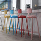 Nordic Armless Backrest Counter Stool Iron Couture Bar Stool with Cushion and Pedal Clearhalo 'Bar Furniture' 'Bar Stools' 'bar_stools' 'furn' 'furn_bar_stools' 'Furniture' 'Kitchen & Dining Furniture' 6152135