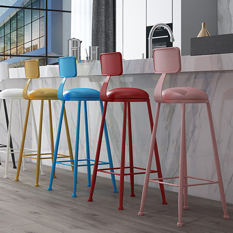 Nordic Armless Backrest Counter Stool Iron Couture Bar Stool with Cushion and Pedal Clearhalo 'Bar Furniture' 'Bar Stools' 'bar_stools' 'furn' 'furn_bar_stools' 'Furniture' 'Kitchen & Dining Furniture' 6152135
