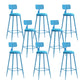 Nordic Armless Backrest Counter Stool Iron Couture Bar Stool with Cushion and Pedal Blue 8 Piece Set Bar Stool(30"H) Clearhalo 'Bar Furniture' 'Bar Stools' 'bar_stools' 'furn' 'furn_bar_stools' 'Furniture' 'Kitchen & Dining Furniture' 6152138