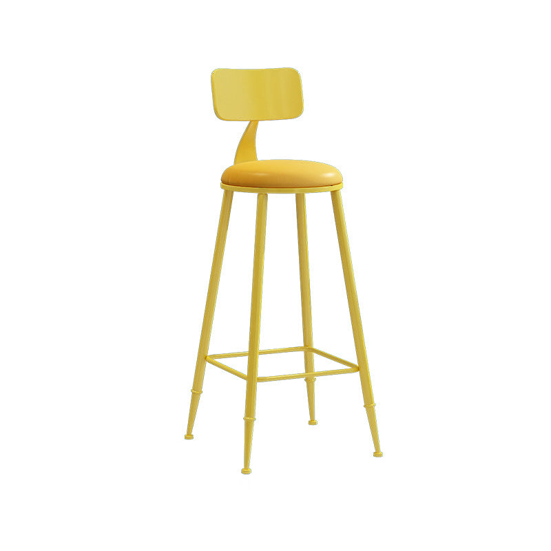 Nordic Armless Backrest Counter Stool Iron Couture Bar Stool with Cushion and Pedal Yellow 1 Piece Bar Stool(30"H) Clearhalo 'Bar Furniture' 'Bar Stools' 'bar_stools' 'furn' 'furn_bar_stools' 'Furniture' 'Kitchen & Dining Furniture' 6152140