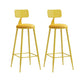 Nordic Armless Backrest Counter Stool Iron Couture Bar Stool with Cushion and Pedal Yellow 2 Piece Set Bar Stool(30"H) Clearhalo 'Bar Furniture' 'Bar Stools' 'bar_stools' 'furn' 'furn_bar_stools' 'Furniture' 'Kitchen & Dining Furniture' 6152143