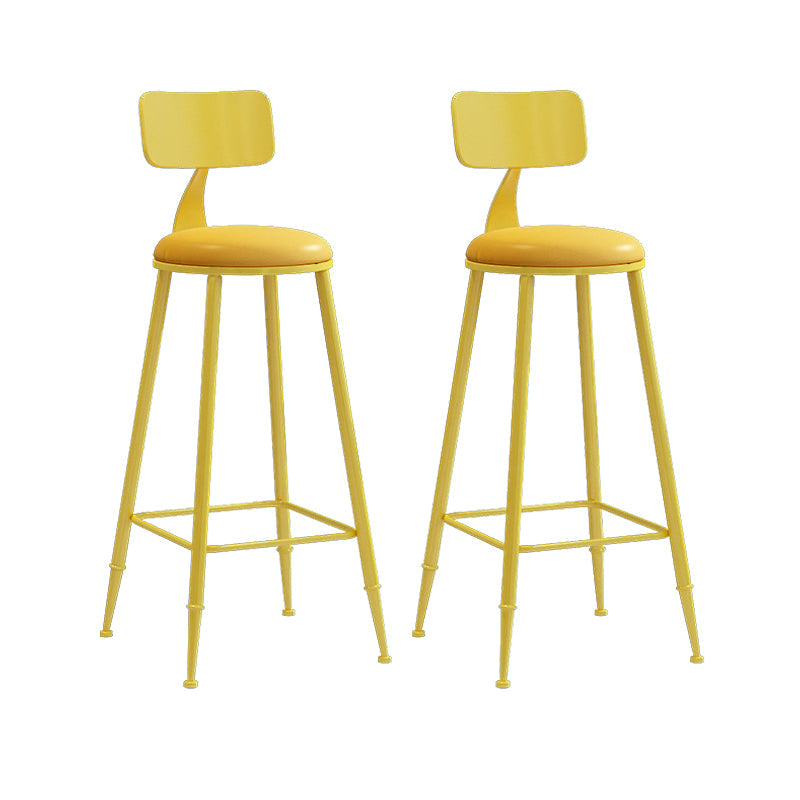 Nordic Armless Backrest Counter Stool Iron Couture Bar Stool with Cushion and Pedal Yellow 2 Piece Set Bar Stool(30"H) Clearhalo 'Bar Furniture' 'Bar Stools' 'bar_stools' 'furn' 'furn_bar_stools' 'Furniture' 'Kitchen & Dining Furniture' 6152143