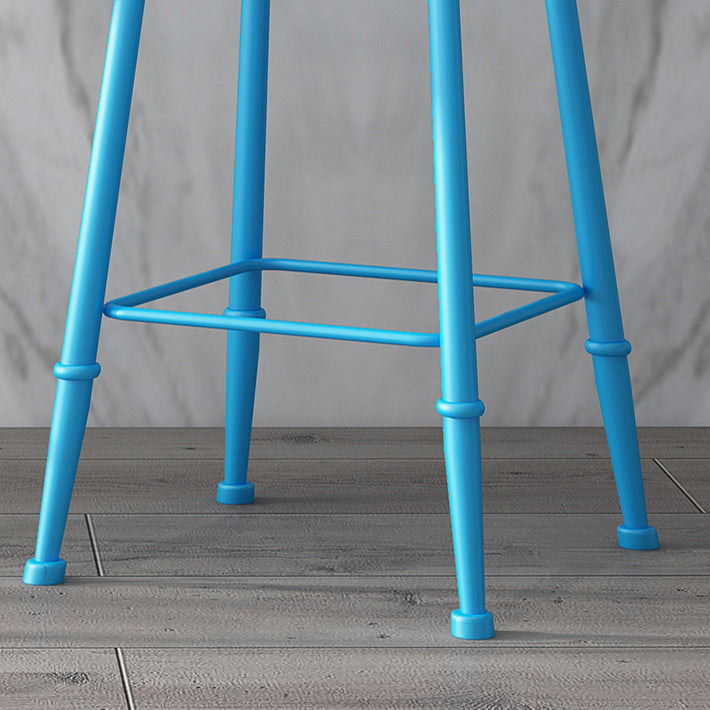 Nordic Armless Backrest Counter Stool Iron Couture Bar Stool with Cushion and Pedal Clearhalo 'Bar Furniture' 'Bar Stools' 'bar_stools' 'furn' 'furn_bar_stools' 'Furniture' 'Kitchen & Dining Furniture' 6152145