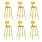 Nordic Armless Backrest Counter Stool Iron Couture Bar Stool with Cushion and Pedal Yellow 6 Piece Set Bar Stool(30"H) Clearhalo 'Bar Furniture' 'Bar Stools' 'bar_stools' 'furn' 'furn_bar_stools' 'Furniture' 'Kitchen & Dining Furniture' 6152146