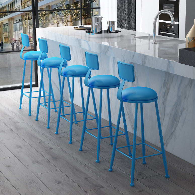 Nordic Armless Backrest Counter Stool Iron Couture Bar Stool with Cushion and Pedal Clearhalo 'Bar Furniture' 'Bar Stools' 'bar_stools' 'furn' 'furn_bar_stools' 'Furniture' 'Kitchen & Dining Furniture' 6152148