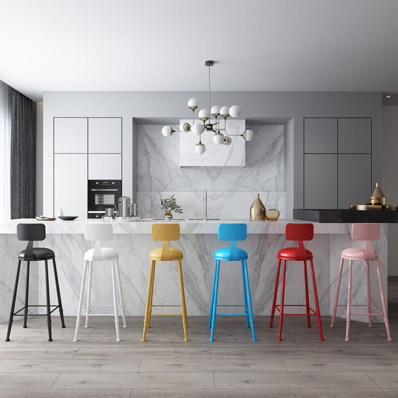 Nordic Armless Backrest Counter Stool Iron Couture Bar Stool with Cushion and Pedal Clearhalo 'Bar Furniture' 'Bar Stools' 'bar_stools' 'furn' 'furn_bar_stools' 'Furniture' 'Kitchen & Dining Furniture' 6152151