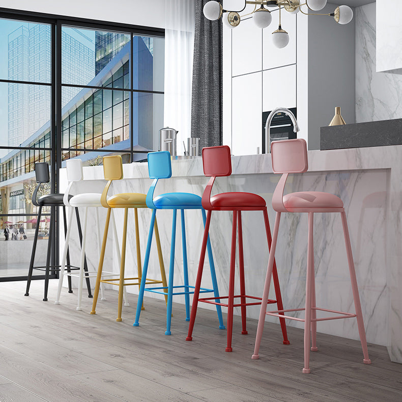 Nordic Armless Backrest Counter Stool Iron Couture Bar Stool with Cushion and Pedal Clearhalo 'Bar Furniture' 'Bar Stools' 'bar_stools' 'furn' 'furn_bar_stools' 'Furniture' 'Kitchen & Dining Furniture' 6152152