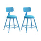 Nordic Armless Backrest Counter Stool Iron Couture Bar Stool with Cushion and Pedal Blue 2 Piece Set Short Stool(18"H) Clearhalo 'Bar Furniture' 'Bar Stools' 'bar_stools' 'furn' 'furn_bar_stools' 'Furniture' 'Kitchen & Dining Furniture' 6152153