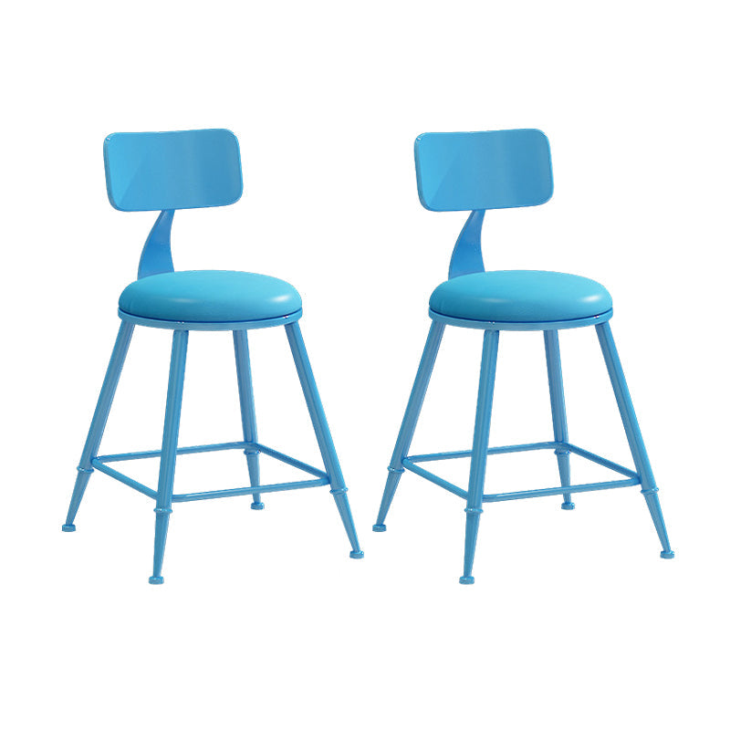 Nordic Armless Backrest Counter Stool Iron Couture Bar Stool with Cushion and Pedal Blue 2 Piece Set Short Stool(18"H) Clearhalo 'Bar Furniture' 'Bar Stools' 'bar_stools' 'furn' 'furn_bar_stools' 'Furniture' 'Kitchen & Dining Furniture' 6152153