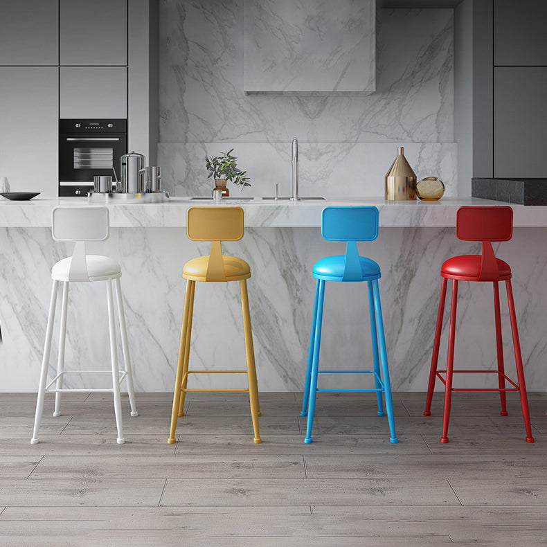Nordic Armless Backrest Counter Stool Iron Couture Bar Stool with Cushion and Pedal Clearhalo 'Bar Furniture' 'Bar Stools' 'bar_stools' 'furn' 'furn_bar_stools' 'Furniture' 'Kitchen & Dining Furniture' 6152154