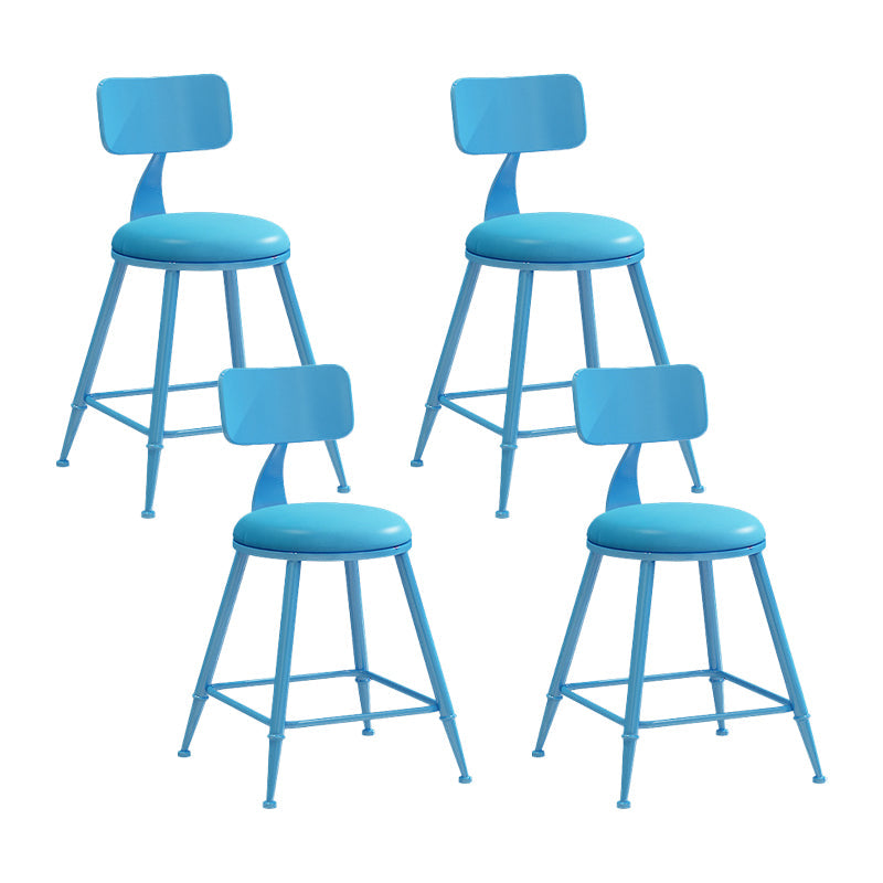 Nordic Armless Backrest Counter Stool Iron Couture Bar Stool with Cushion and Pedal Blue 4 Piece Set Short Stool(18"H) Clearhalo 'Bar Furniture' 'Bar Stools' 'bar_stools' 'furn' 'furn_bar_stools' 'Furniture' 'Kitchen & Dining Furniture' 6152155