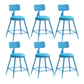Nordic Armless Backrest Counter Stool Iron Couture Bar Stool with Cushion and Pedal Blue 6 Piece Set Short Stool(18"H) Clearhalo 'Bar Furniture' 'Bar Stools' 'bar_stools' 'furn' 'furn_bar_stools' 'Furniture' 'Kitchen & Dining Furniture' 6152156