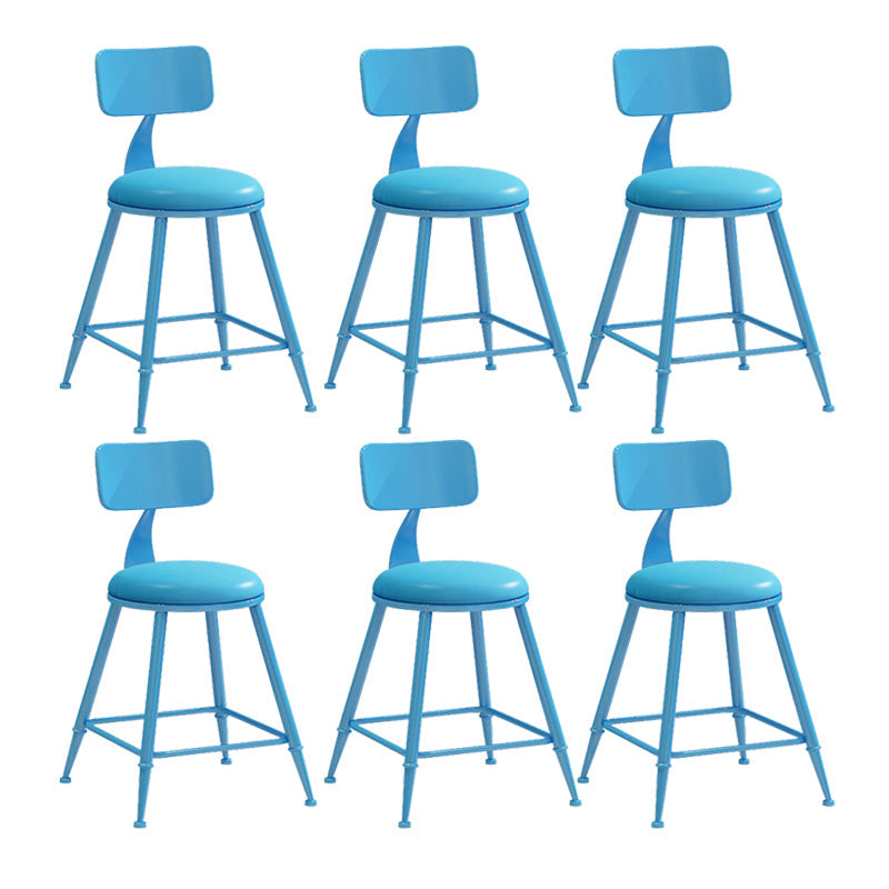 Nordic Armless Backrest Counter Stool Iron Couture Bar Stool with Cushion and Pedal Blue 6 Piece Set Short Stool(18"H) Clearhalo 'Bar Furniture' 'Bar Stools' 'bar_stools' 'furn' 'furn_bar_stools' 'Furniture' 'Kitchen & Dining Furniture' 6152156
