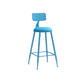 Nordic Armless Backrest Counter Stool Iron Couture Bar Stool with Cushion and Pedal Blue 1 Piece Counter Stool(26"H) Clearhalo 'Bar Furniture' 'Bar Stools' 'bar_stools' 'furn' 'furn_bar_stools' 'Furniture' 'Kitchen & Dining Furniture' 6152160