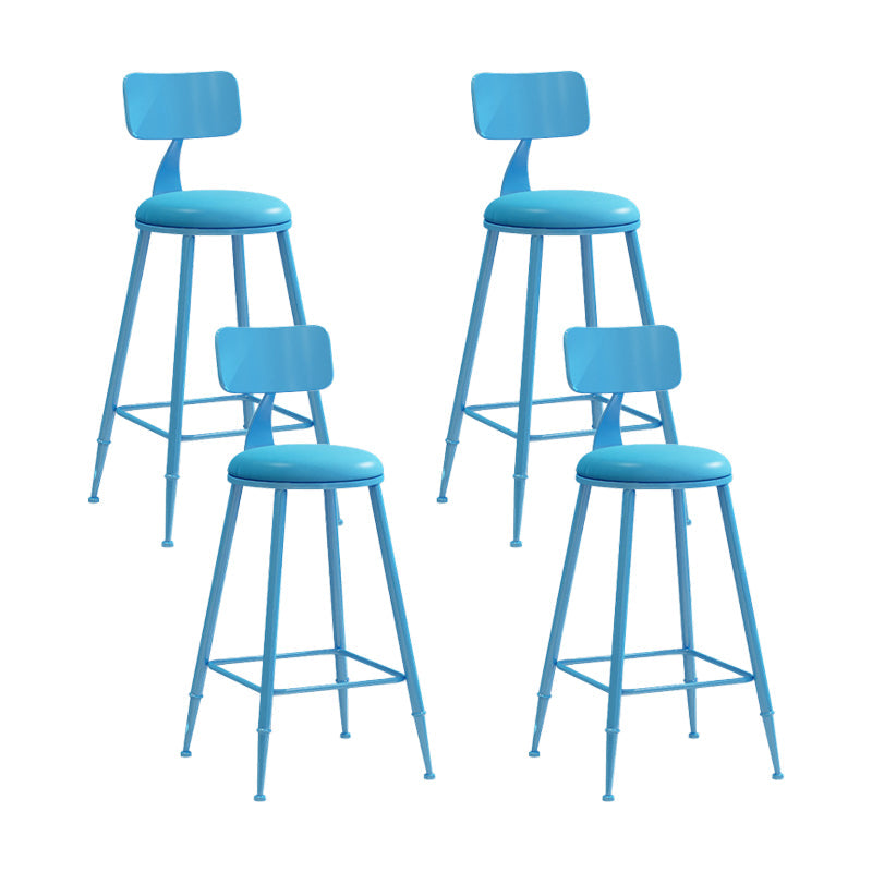 Nordic Armless Backrest Counter Stool Iron Couture Bar Stool with Cushion and Pedal Blue 4 Piece Set Counter Stool(26"H) Clearhalo 'Bar Furniture' 'Bar Stools' 'bar_stools' 'furn' 'furn_bar_stools' 'Furniture' 'Kitchen & Dining Furniture' 6152162