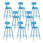 Nordic Armless Backrest Counter Stool Iron Couture Bar Stool with Cushion and Pedal Blue 8 Piece Set Counter Stool(26"H) Clearhalo 'Bar Furniture' 'Bar Stools' 'bar_stools' 'furn' 'furn_bar_stools' 'Furniture' 'Kitchen & Dining Furniture' 6152164