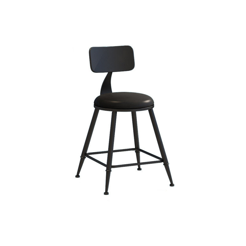 Nordic Armless Backrest Counter Stool Iron Couture Bar Stool with Cushion and Pedal Black 1 Piece Short Stool(18"H) Clearhalo 'Bar Furniture' 'Bar Stools' 'bar_stools' 'furn' 'furn_bar_stools' 'Furniture' 'Kitchen & Dining Furniture' 6152165
