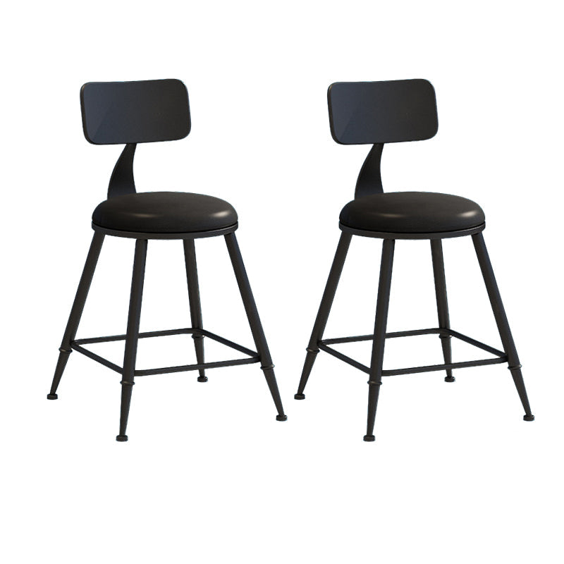 Nordic Armless Backrest Counter Stool Iron Couture Bar Stool with Cushion and Pedal Black 2 Piece Set Short Stool(18"H) Clearhalo 'Bar Furniture' 'Bar Stools' 'bar_stools' 'furn' 'furn_bar_stools' 'Furniture' 'Kitchen & Dining Furniture' 6152166