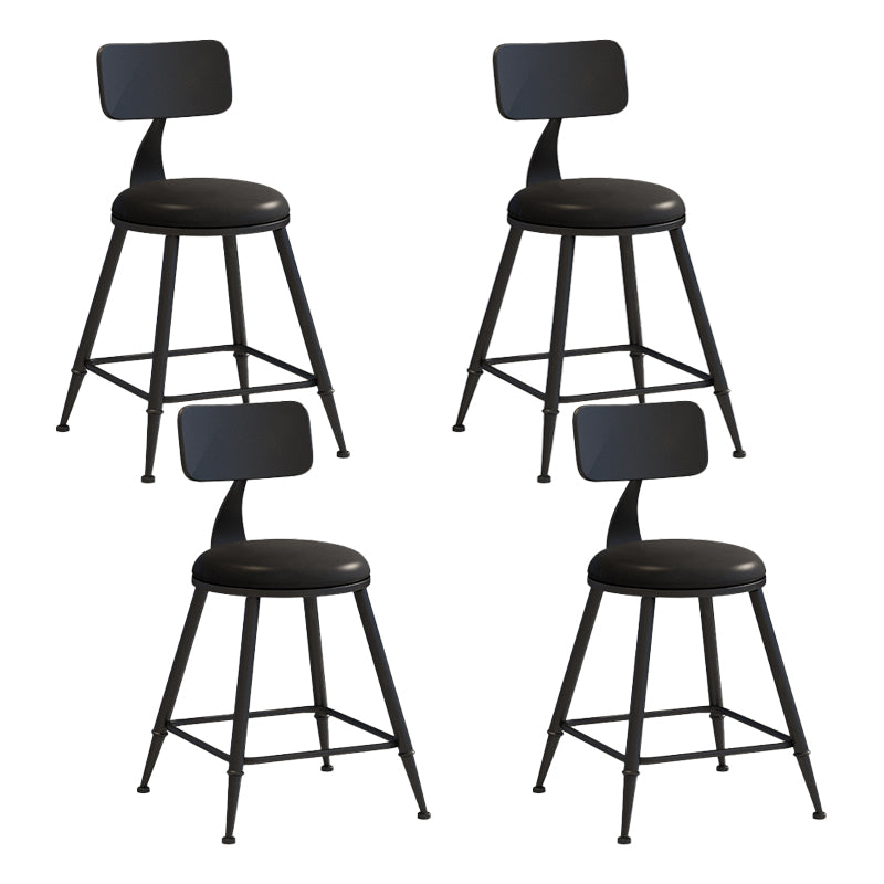 Nordic Armless Backrest Counter Stool Iron Couture Bar Stool with Cushion and Pedal Black 4 Piece Set Short Stool(18"H) Clearhalo 'Bar Furniture' 'Bar Stools' 'bar_stools' 'furn' 'furn_bar_stools' 'Furniture' 'Kitchen & Dining Furniture' 6152167