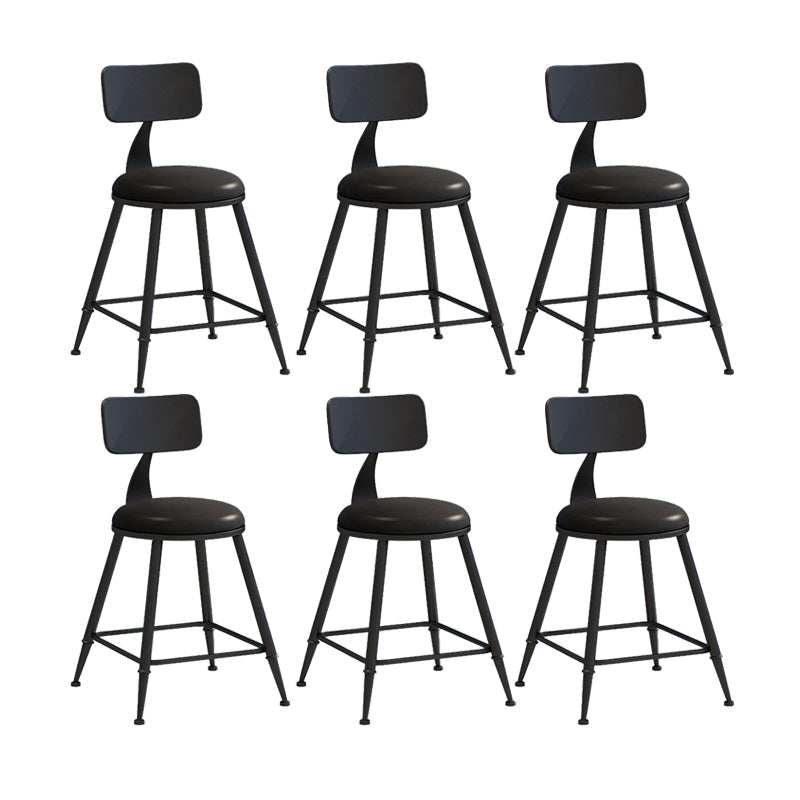 Nordic Armless Backrest Counter Stool Iron Couture Bar Stool with Cushion and Pedal Black 6 Piece Set Short Stool(18"H) Clearhalo 'Bar Furniture' 'Bar Stools' 'bar_stools' 'furn' 'furn_bar_stools' 'Furniture' 'Kitchen & Dining Furniture' 6152168